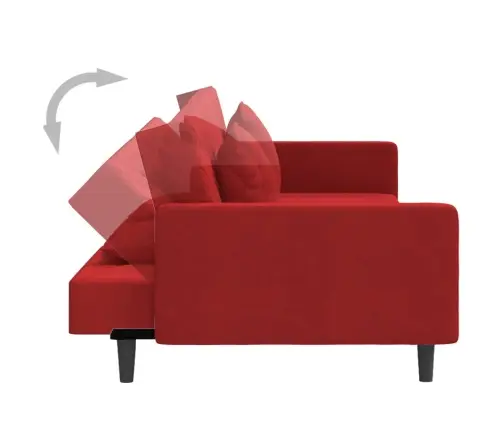 2-Vietīga Dīvāngulta Ar Diviem Spilveniem, Vīnsarkans Samts Vidaxl