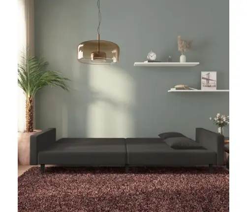 2-Vietīga Dīvāngulta Ar Diviem Spilveniem, Melns Samts Vidaxl