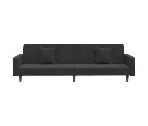 2-Vietīga Dīvāngulta Ar Diviem Spilveniem, Melns Samts Vidaxl