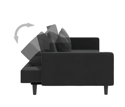 2-Vietīga Dīvāngulta Ar Diviem Spilveniem, Melns Samts Vidaxl