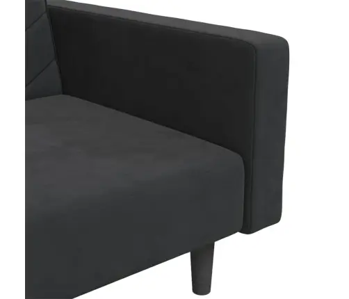 2-Vietīga Dīvāngulta Ar Diviem Spilveniem, Melns Samts Vidaxl