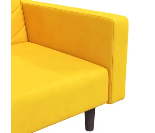 2-Vietīga Dīvāngulta Ar Diviem Spilveniem, Dzeltens Samts Vidaxl