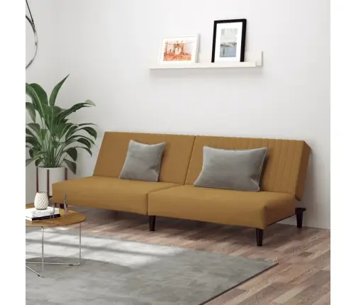 Dvivietė Sofa-Lova, Rudos Spalvos, Aksomas