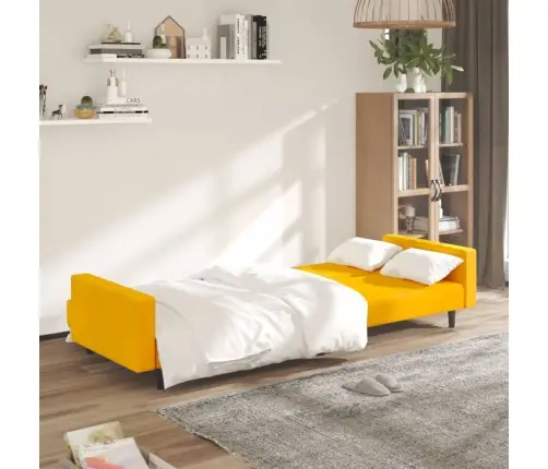 Dvivietė Sofa-Lova, Geltonos Spalvos, Aksomas