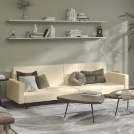 Dvivietė Sofa-Lova, Kreminės Spalvos, Aksomas