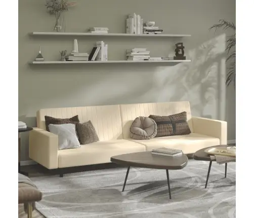 2-Vietīga Dīvāngulta, Krēmkrāsas Samts Vidaxl