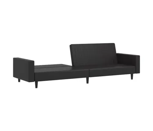 Dvivietė Sofa-Lova, Juodos Spalvos, Dirbtinė Oda