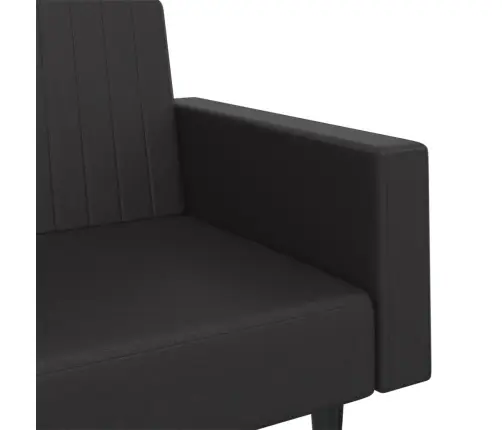 Dvivietė Sofa-Lova, Juodos Spalvos, Dirbtinė Oda