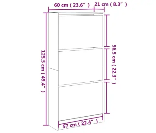 Spintelė Batams, Baltos Spalvos, 60X21X87,5cm Apdirbta Mediena