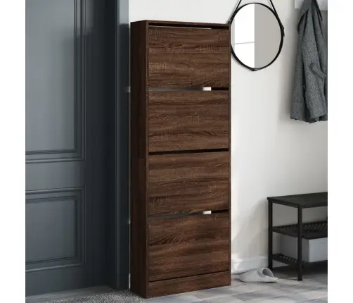 Apavu Skapītis, Brūna Ozola, 60X21X163,5 Cm, Inženierijas Koks Vidaxl