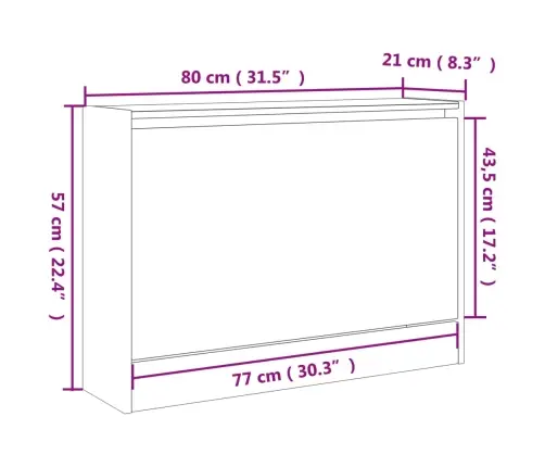 Jalatsikapp, Suitsutatud Tamm, 80 X 21 X 57 cm Tehispuit