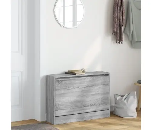 Spintelė Batams, Pilka Ąžuolo, 80X21X57cm Apdirbta Mediena