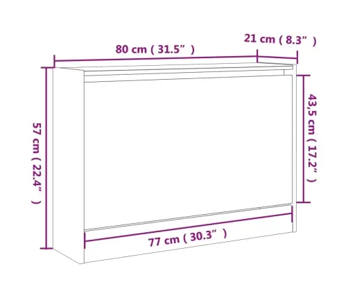 Spintelė Batams, Pilka Ąžuolo, 80X21X57cm Apdirbta Mediena