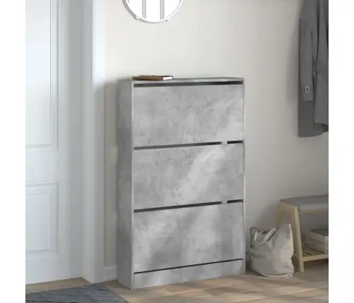 Apavu Skapītis, Betona Pelēks, 80X21X125,5Cm, Inženierijas Koks Vidaxl