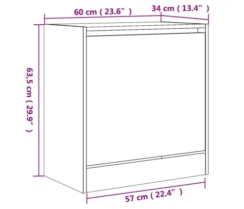 Apavu Skapītis, Ozolkoka, 60X34X63,5 Cm, Inženierijas Koks Vidaxl