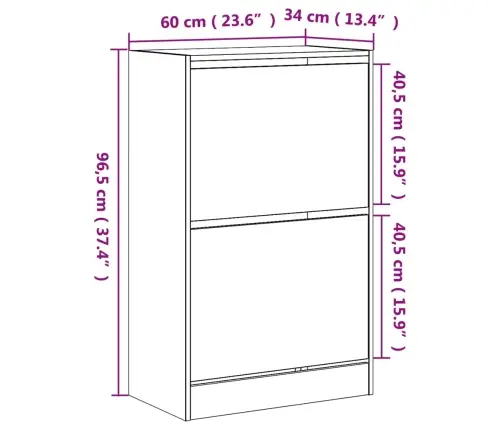 Jalatsikapp, Betoonhall, 60 X 34 X 96,5 cm Tehispuit