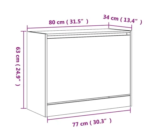 Spintelė Batams, Ruda Ąžuolo, 80X34X63cm Apdirbta Mediena