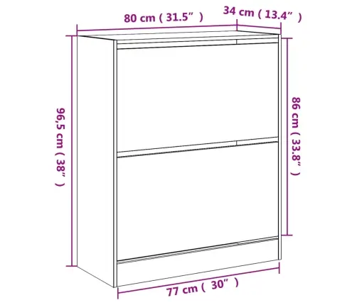 Jalatsikapp, Valge, 80 X 34 X 96,5 cm Tehispuit