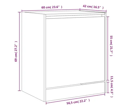 Apavu Skapītis, Melns, 60X42X69 Cm, Inženierijas Koks Vidaxl
