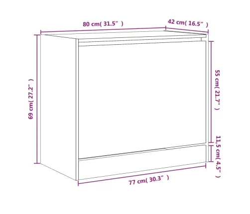 Apavu Skapītis, Ozolkoka Krāsa, 80X42X69 Cm, Inženierijas Koks Vidaxl
