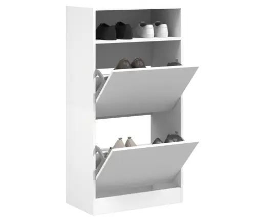 Jalatsikapp, Valge, 64 X 34 X 116 cm Tehispuit