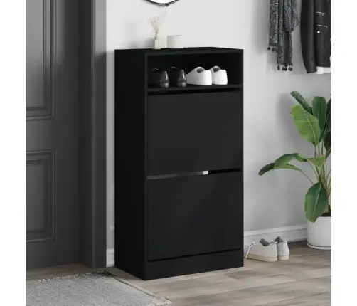 Apavu Skapītis, Melns, 60X34X116 Cm, Inženierijas Koks Vidaxl