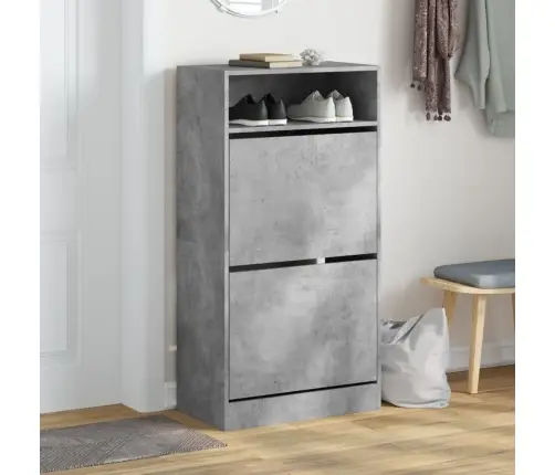 Apavu Skapītis, Betona Pelēks, 60X34X116 Cm, Inženierijas Koks Vidaxl