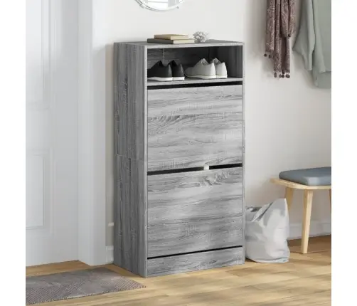 Spintelė Batams, Pilka Ąžuolo, 60X34X116cm Apdirbta Mediena