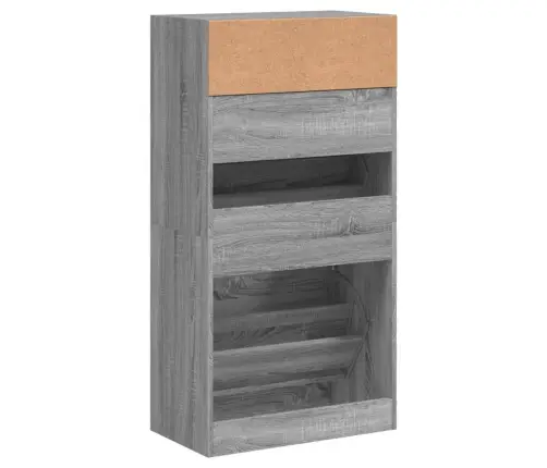 Spintelė Batams, Pilka Ąžuolo, 60X34X116cm Apdirbta Mediena