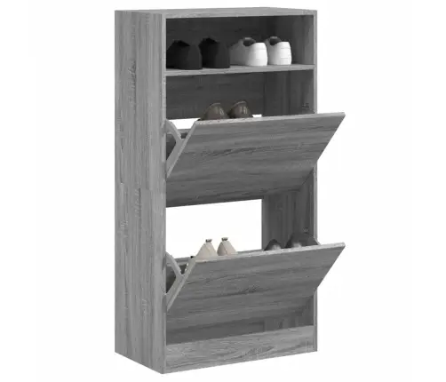 Spintelė Batams, Pilka Ąžuolo, 60X34X116cm Apdirbta Mediena