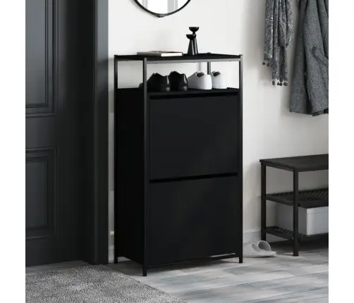 Apavu Skapītis, Melns, 60X34X112 Cm, Inženierijas Koks Vidaxl