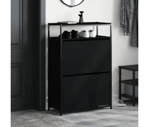 Spintelė Batams, Juodos Spalvos, 75X34X112cm Apdirbta Mediena