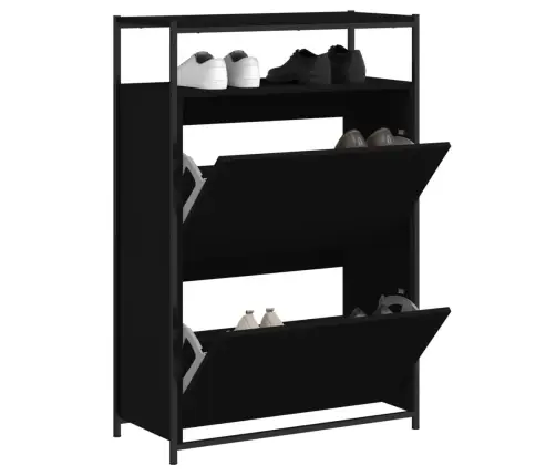 Spintelė Batams, Juodos Spalvos, 75X34X112cm Apdirbta Mediena