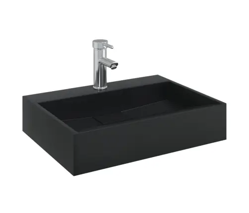 Praustuvas, 50X38X11cm Juodas, Mineralinis Mišinys/Marmuras