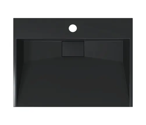 Praustuvas, 50X38X11cm Juodas, Mineralinis Mišinys/Marmuras