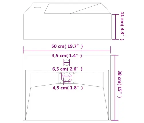 Izlietne, 50X38X11 Cm, Minerālu Un Marmora Materiāls, Pelēka Vidaxl