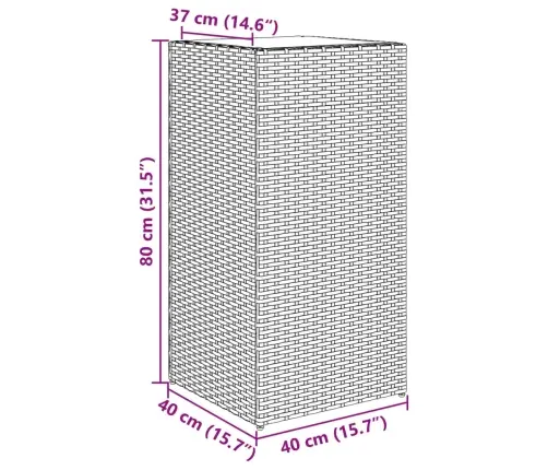Dārza Puķu Kaste, 40X40X80 Cm, Melna Polietilēna Rotangpalma Vidaxl