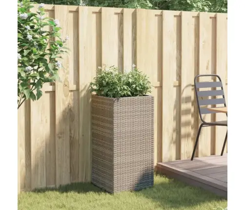 Dārza Puķu Kaste, 40X40X80 Cm, Pelēka Polietilēna Rotangpalma Vidaxl