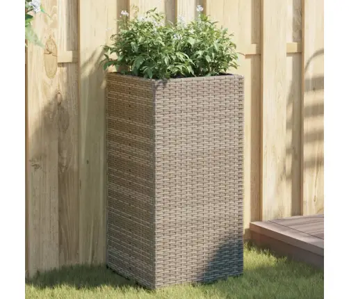 Dārza Puķu Kaste, 40X40X80 Cm, Pelēka Polietilēna Rotangpalma Vidaxl