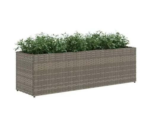 Dārza Puķu Kaste, 3 Podi, 105X30X32 Cm, Pelēka Pe Rotangpalma Vidaxl