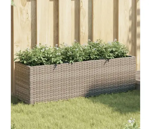 Dārza Puķu Kaste, 3 Podi, 105X30X32 Cm, Pelēka Pe Rotangpalma Vidaxl
