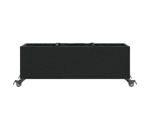 Dārza Puķu Kaste Ar Riteņiem, 3 Podi, 107X32X38 Cm, Melns Pe Vidaxl
