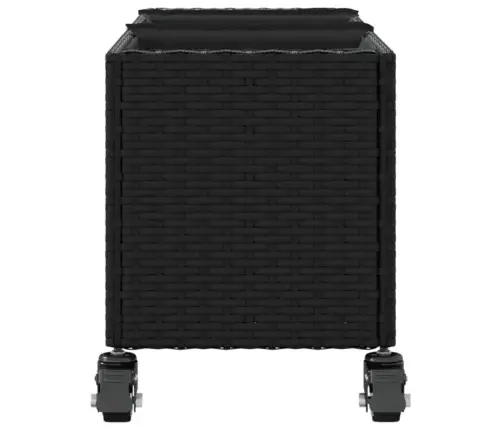 Dārza Puķu Kaste Ar Riteņiem, 3 Podi, 107X32X38 Cm, Melns Pe Vidaxl