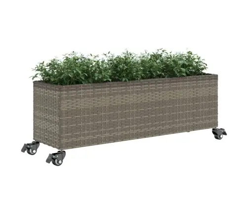 Dārza Puķu Kaste Ar Riteņiem, 3 Podi, 107X32X38 Cm, Pelēks Pe Vidaxl