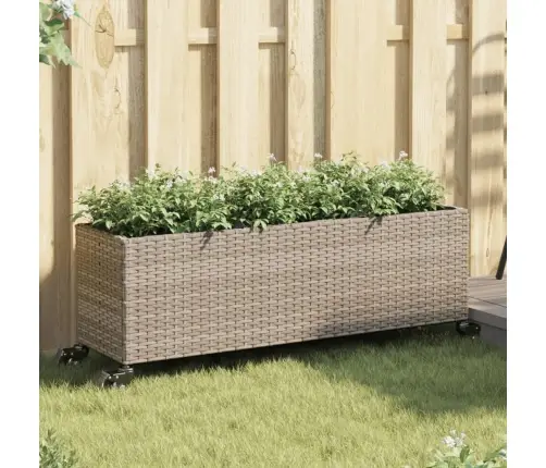 Dārza Puķu Kaste Ar Riteņiem, 3 Podi, 107X32X38 Cm, Pelēks Pe Vidaxl