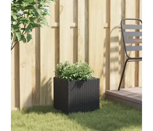 Dārza Puķu Kaste, 36X30X32 Cm, Melna Polietilēna Rotangpalma Vidaxl