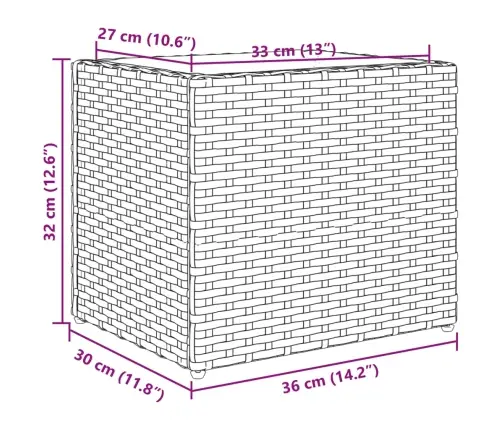 Dārza Puķu Kaste, 36X30X32 Cm, Pelēka Polietilēna Rotangpalma Vidaxl