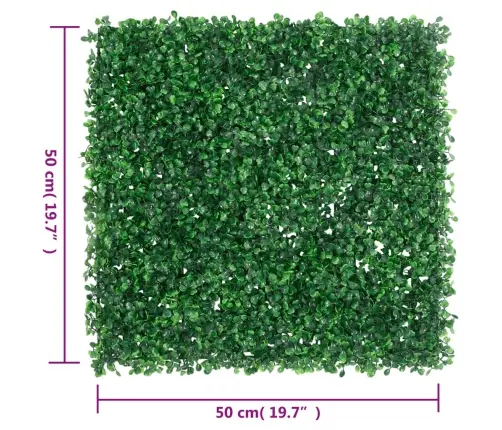 Mākslīgo Krūmu Lapu Žogs, 24 Gab., Zaļš, 50X50 Cm Vidaxl