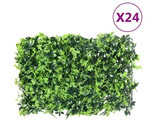   Mākslīgo Lapu Žogs , 24 Gab., Zaļš, 40X60 Cm Vidaxl