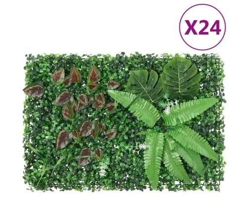   Mākslīgo Augu Žogs , 24 Gab., Zaļš, 40X60 Cm Vidaxl
